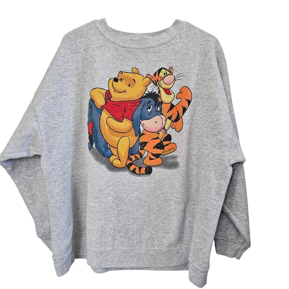 Vintage Disney Winnie Pooh Tigger Eeyore Gray Crewneck‎ Sweatshirt Jerry Leigh